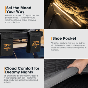 Tenda da Tetto SAN HIMA in Alluminio con Guscio Rigido, Striscia LED, Montaggio Rapido, Impermeabile, per Campeggio 4x4 - Product Image 5