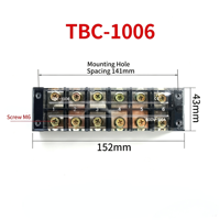 Bornier de raccordement série TB TBC-1003 TBC-6004 TBC-1006 TBC-10012, 100A, avec plaque de connexion, borne fixe et barrière à vis couverte
