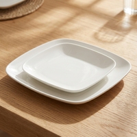 Assiette carrée en mélamine solide de 9 pouces, de qualité alimentaire, écologique, avec logo personnalisable, pour la restauration