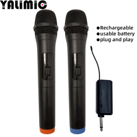 Nouveau microphone sans fil UHF cardioïde dynamique avec écran LED - Un pour deux pour le streaming en direct, le karaoké, les conférences, les cours en ligne