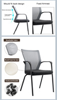 Chaise de bureau de direction moderne et économique en maille, confortable, noire, à dossier mi-haut, empilable, avec accoudoirs fixes, durable pour le bureau à domicile