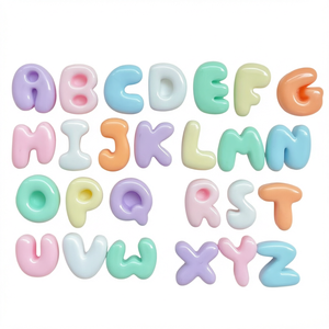 26 pièces assorties de breloques en résine <span class=keywords><strong>Macaron</strong></span> pour nail art, lettres 3D mignonnes, initiales de l'alphabet, décorations de manucure à dos plat, accessoires DIY Kawaii - Product Image 1