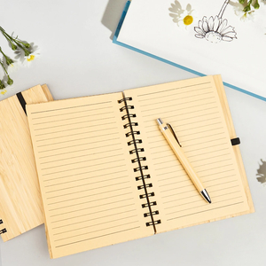 Khuyến Mại Tre Xoắn Ốc Sang Trọng Bằng Gỗ Máy Tính Xách Tay A5 Giấy Máy Tính Xách Tay Tùy Chỉnh Với Bút - Product Image 2