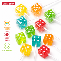 Bonbons gélifiés en forme de dés 3D personnalisés en gros, thème porte-bonheur, saveurs fruitées assorties, friandises fantaisie pour fêtes, qualité alimentaire