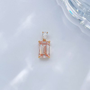 Collier Pendentif Fantaisie Élégant de Luxe en Or 18 carats avec Diamant <span class=keywords><strong>Rose</strong></span> de Laboratoire Double Brillant et Chaînes de Diamants pour Femme - Product Image 2