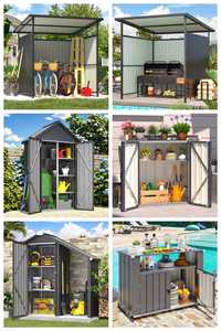 Abri de jardin vertical en métal OEM personnalisé avec portes, armoire à outils robuste pour l'extérieur, organisateur pour outils de jardin, pots et équipements - Product Image 5
