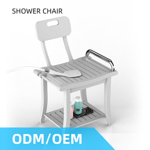 Modern Wood Teak Eco-Friendly Luxury Shower Bench with Handles Backrest 2 Shelves Waterproof <strong>Storage</strong> Shaving <strong>Seat</strong> for <strong>Bathroom</strong> - Product Image 2