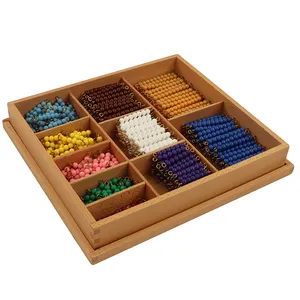 Cuentas decorativas MA129 con caja (dorado perlado), juguetes educativos de madera para niños, matemáticas, montessori para guardería