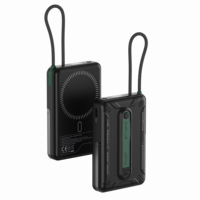 Batterie externe magnétique sans fil 10000 mAh, charge rapide PD20W, chargeur portable pliable, batterie externe magnétique Li-polymère avec câble