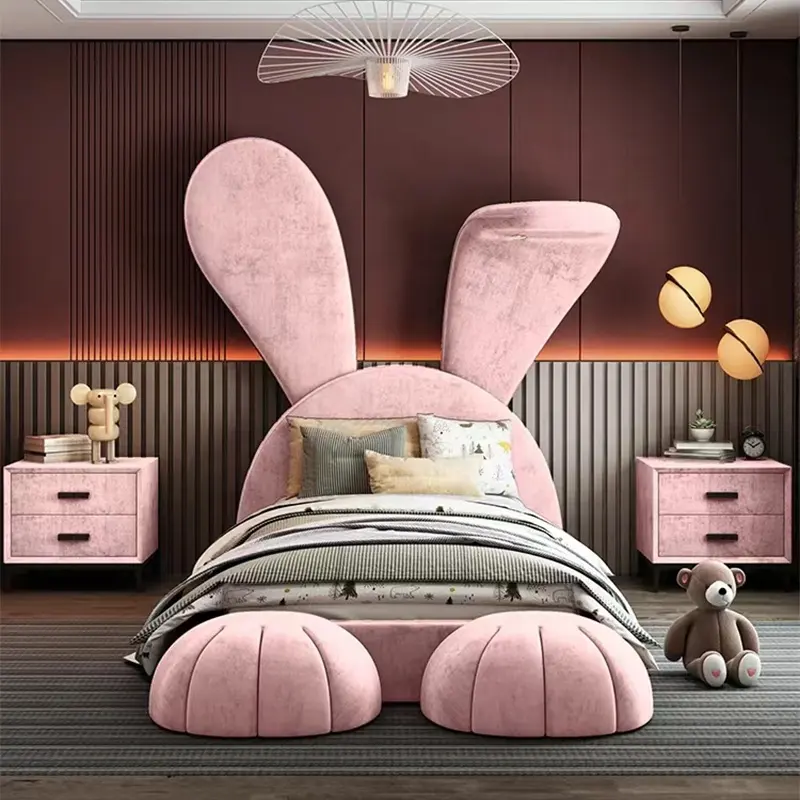 modern beds single children upholstered furniture princess kids child girl bed