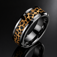 Bague d'éternité personnalisée JLM en acier inoxydable doré à imprimé léopard pour homme et femme – Style affirmé
