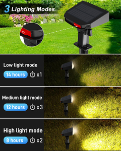 ไฟสปอตไลท์ LED พลังงานแสงอาทิตย์แบบชาร์จไฟได้ กันน้ำ IP66 ใช้แบตเตอรี่ AA/AAA จำนวน 2 ชุด พร้อมเซ็นเซอร์ควบคุมแสง สำหรับสวนกลางแจ้ง ลานบ้าน และภูมิทัศน์ - Product Image 4