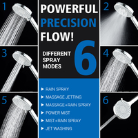 Leelongs vend en ligne une nouvelle douchette à main en ABS, 5+1 modes, 11,5 cm, haute pression, économie d'eau, pour salle de bain moderne, avec jet de douche.