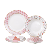 Service de table en céramique et porcelaine moderne jetable de 20 pièces, motif végétal, peint à la main, couleur personnalisée, pour les fêtes, bols, assiettes