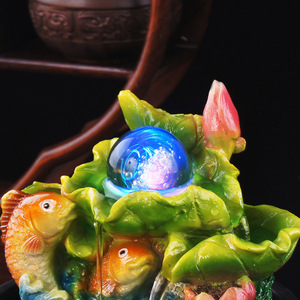 น้ำพุลูกบอลเฟิงสุ่ย ทำจากเรซิ่นพลาสติก ของตกแต่งโต๊ะทำงาน สไตล์เอเชีย สำหรับตกแต่งสำนักงานและห้องนั่งเล่น - Product Image 4