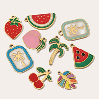 18K PVD vergulde roestvrijstalen DIY sieraden maak hangers aardbei kersen bedels olieachtige druppel fruit waterdicht