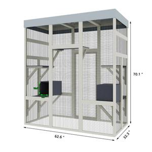 Kandang kucing dan kelinci luar ruangan kayu tinggi, rumah kucing abu-abu besar kandang kayu Solid Playpen - Product Image 4