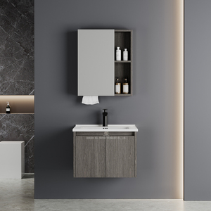 Meubles de salle de bain muraux modernes Vasque en céramique Armoire de salle de bain Hôtel <span class=keywords><strong>Meuble</strong></span> de salle de bain en PVC résistant à l'eau avec lavabo - Product Image 1
