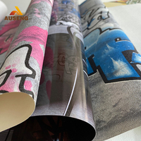 Grosir kertas dinding Amerika jalan pola grafiti warna biru muda Bf kertas dinding Hd kertas unik untuk dinding