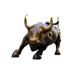Sculpture de taureau de Wall Street en laiton moulé en usine, statue en bronze grandeur nature pour la décoration de jardin - Product Image 4