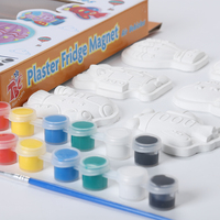 Kit de Peinture Créative en Plastique pour Enfants de 5 à 7 Ans, Vente en Gros Usine, avec 6 Couleurs de Peinture Acrylique et Pinceaux