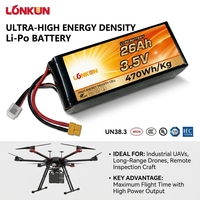 Baterai Lipo Semi-solid State Longkun 6S 8S 22.2V 10000mAh 25C untuk Drone FPV, RC Quadcopter, Pesawat Terbang, Helikopter