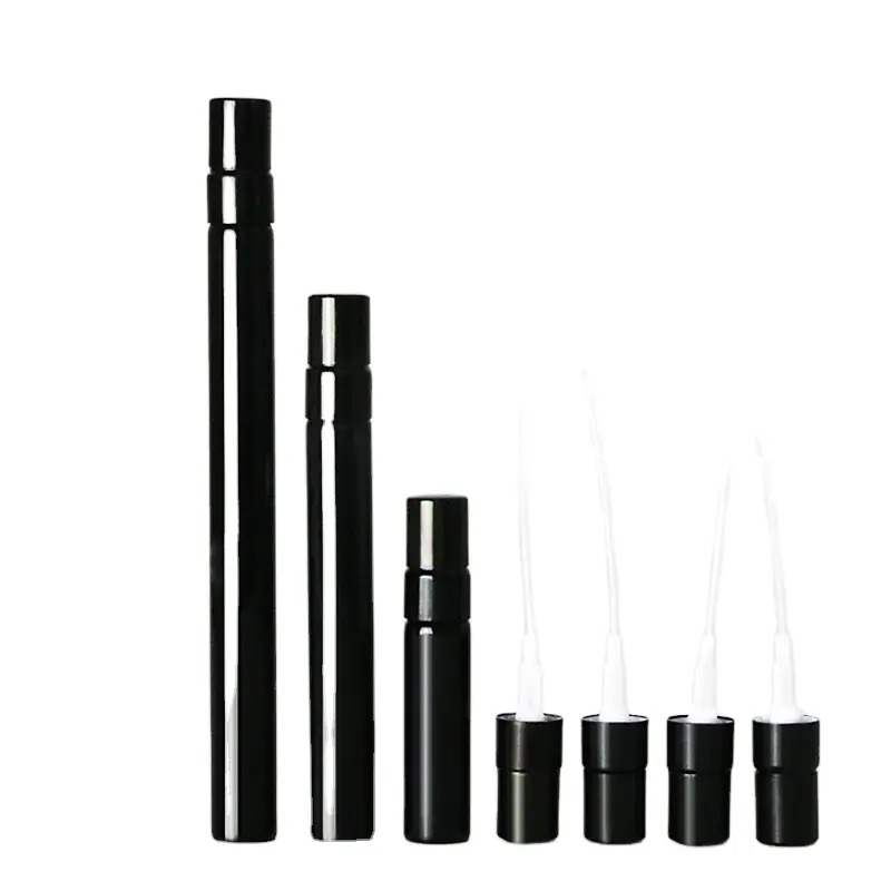 Black Slender OEM 5ml 10ml 15ml Glass Tube Pen Perfume Bottle Matte Black Frosted Glass Spray Bottle Glass Vial