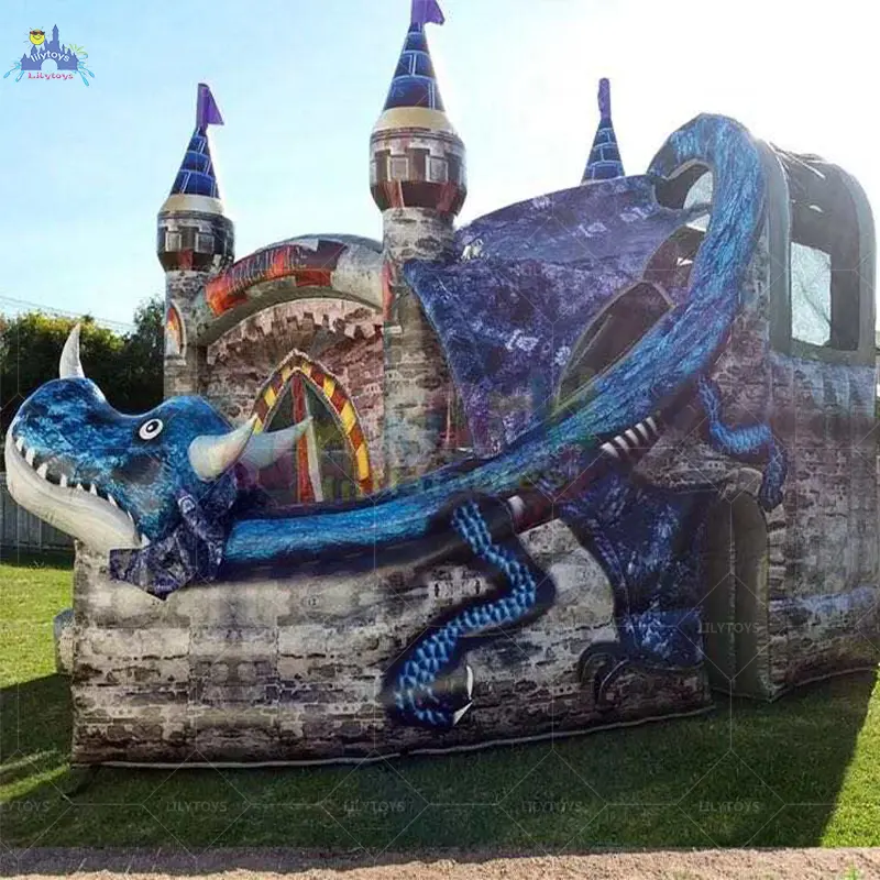 Thương Mại PVC Inflatable Bouncers Cho Trẻ Em, Ngoài Trời Inflatable Rồng Bouncy Castle Để Bán