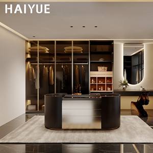 Armoires modernes HAIYUE, design en bois, placard coulissant mural, chambre à coucher personnalisée, <span class=keywords><strong>porte</strong></span> en verre - Product Image 2