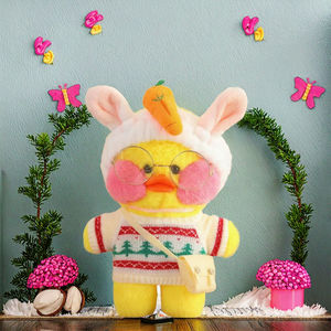 <span class=keywords><strong>LALAFANFAN</strong></span> Adorable Peluche de Noël Douce avec Vêtements Amovibles à Oreilles de Lapin, Remplie de Coton PP, Superbe Jouet Canard, Cadeau Idéal pour Enfants - Product Image 3