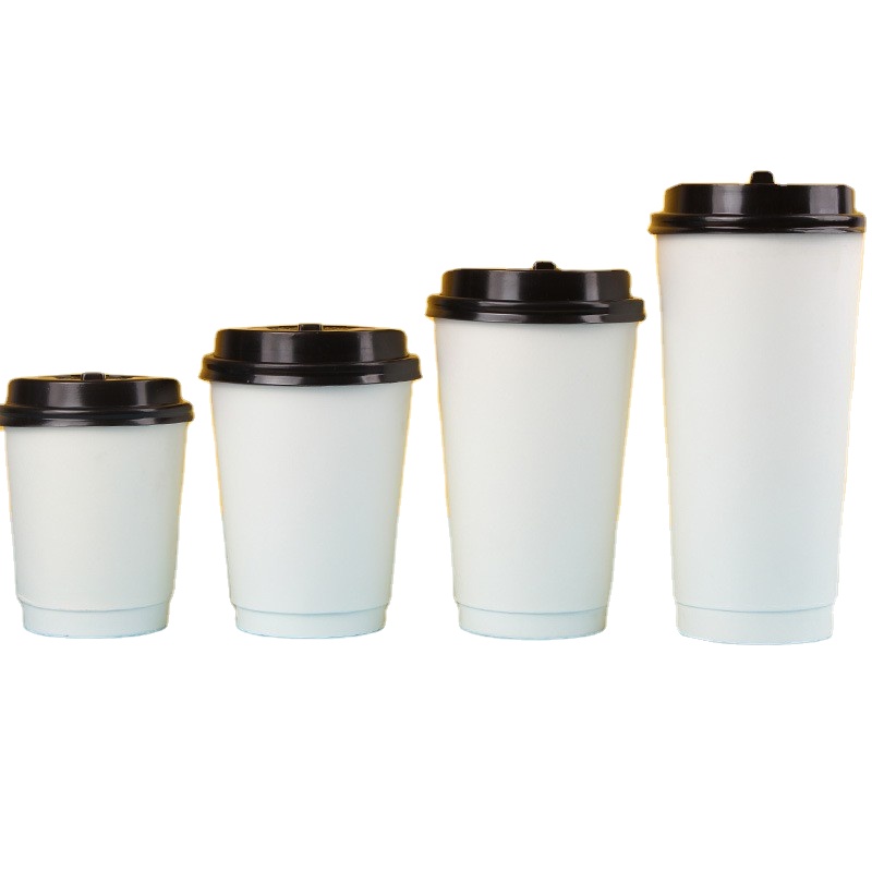Custom Print Cardboard Paper Coffee Cups, Disposable Coffee Paper Cup with Lid, Double Wall Coffee Bubble Tea Hot Drink Cup