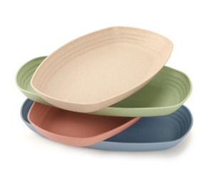 Paja de <span class=keywords><strong>trigo</strong></span> de utensilios de cocina plato vajilla <span class=keywords><strong>Color</strong></span> sólido Oval placa reutilizable cocina placas biodegradables - Product Image 3