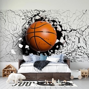<span class=keywords><strong>Papier</strong></span> <span class=keywords><strong>peint</strong></span> mural 3D pour décoration intérieure, motif de basket-ball brisant le mur - Product Image 3