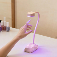 Lámpara UV Portátil Recargable con Cuello de Cisne Flexible de 360° para Uñas de Gel, Mini Lámpara de Arte de Uñas de Plástico con USB para el Hogar