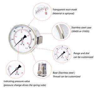 하이 퀄리티 안정적인 속성 압력 게이지 100mm 20 bar <span class=keywords><strong>300</strong></span> <span class=keywords><strong>psi</strong></span> - Product Image 4