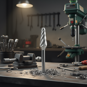 Fraise rotative conique à bout sphérique en carbure TTAKE AB8700, diamètre 9,6 mm, longueur 30 mm, coupe Z3 pour perçage de métaux - Product Image 3