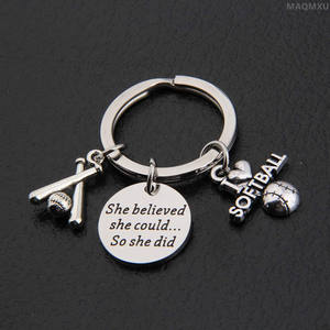 I love-guante de béisbol con sombrero de bate de softball, llavero de metal que Ella quería hacer, mochila, accesorios, bolsa, llavero de coche - Product Image 2