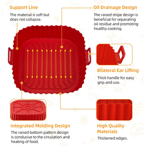 High Quality Square <strong>Silicone</strong> Liners <strong>for</strong> <strong>Air</strong> <strong>Fryer</strong> and Oven Custom Easy Cleaning Non-Stick Pan Insert Oil-Free Frying Accessory - Product Image 3