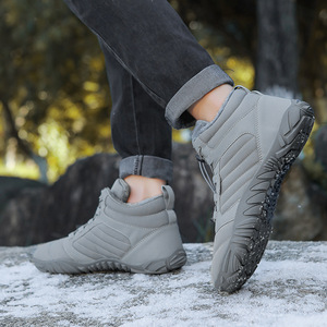 Bottes d'hiver unisexes pour la neige, hauteur cheville, doublure en fourrure, semelle antidérapante en caoutchouc, chaussures chaudes pour la randonnée en plein air - Product Image 2