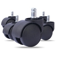 Roulettes pivotantes doubles réglables noires de 55 mm, support en acier avec coupelle de 45 mm en nylon PA, charge de 40 kg pour chaise de bureau et mobilier