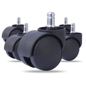 Roulettes pivotantes doubles réglables noires de 55 mm, support en acier avec coupelle de 45 mm en nylon PA, charge de 40 kg pour chaise de bureau et mobilier - Product Image 1