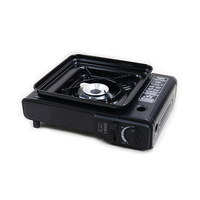 Réchaud de camping portable au gaz butane, barbecue carré, poêle antiadhésive, ensemble de cuisson en métal, étui de transport coupe-vent, cuisine extérieure, pique-nique