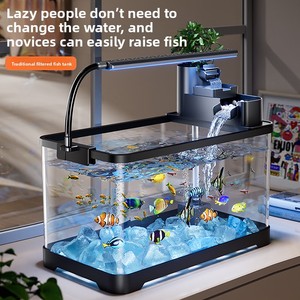 Nouveau 2026 Cylindre de filtration pour aquarium, de bureau, pour salon, auto-irrigant, éco-système HD, avec éclairage et filtration d'oxygène, en plastique, pour aménagement aquatique - Product Image 3