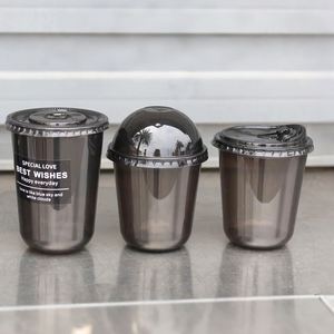 Custom Disposable 90mm98mm Black Clear PET <b>Plastic</b> Cold <b>Cup</b> Iced <b>Drink</b> Coffee Boba Tea Soda <b>Plastic</b> <b>Cup</b> with Lids - Product Image 2