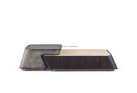 Table basse en marbre naturel de style italien, table centrale de rangement en acier inoxydable bronze antique, table basse de luxe