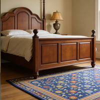 Tapis d'intérieur en laine à poils longs, bleu, motif floral chinois traditionnel en serpentin, tissé et noué à la main, épais, antidérapant et écologique