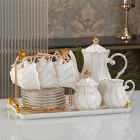 Ensemble de tasses à thé en porcelaine fine écologique de luxe, 23 pièces, design doré personnalisé, ensemble café et thé pour utilisation en café