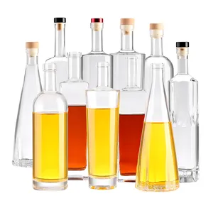 wine bottles wholesale hot stamping 500ml 750ml 1000ml empty vodka glass bottle glass for liquor