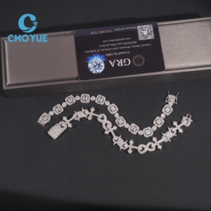 High Clarity <b>Emerald</b> Cut Moissanite Link Chain Tennis Chain Hip Hop Bling <b>Pendant</b> Unisex Luxury Wedding Gift Necklace - Product Image 4