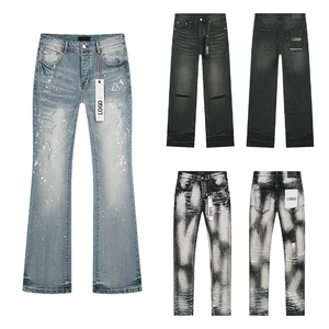<span class=keywords><strong>Jeans</strong></span> Viola Trendy da Uomo all'Ingrosso, Lavaggio ad Acqua con Toppe Uniche, Strappati e Distressed, Tessuto Elasticizzato a Maglia, Vita Media, Casual - Product Image 3